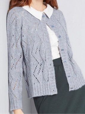 ModCloth Proud Achievement Pointelle knit cardigan Size Large